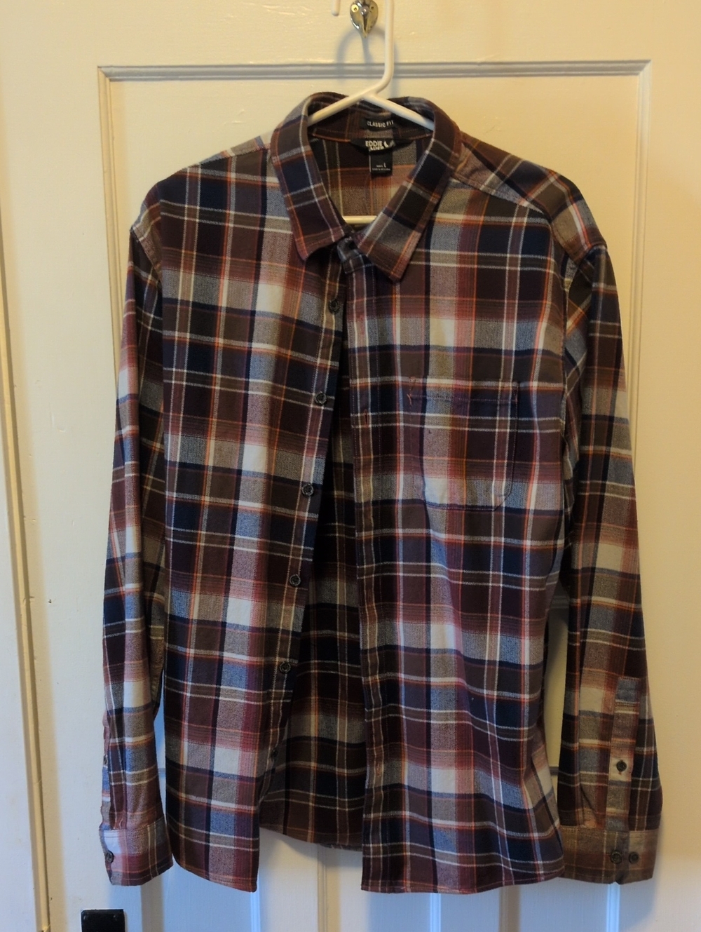 Eddie Bauer Men's Plaid Button-Down Shirt - Brown & Blue